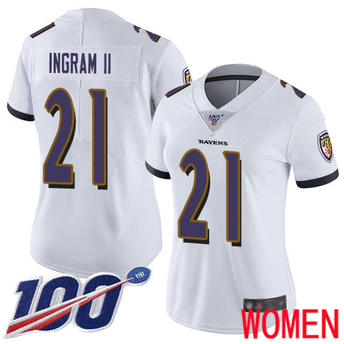 Baltimore Ravens Limited White Women Mark Ingram II Road Jersey NFL Football #21 100th Season Vapor Untouchable->women nfl jersey->Women Jersey